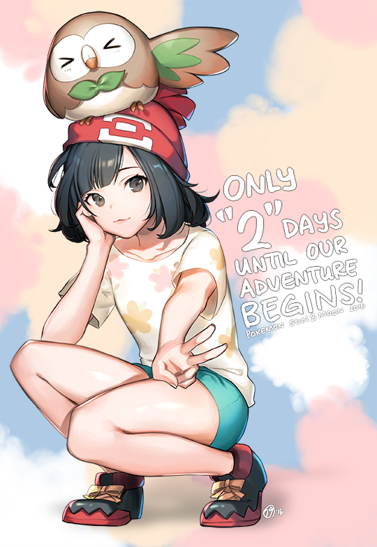 selene and rowlet (pokemon and 1 more) drawn by nagu