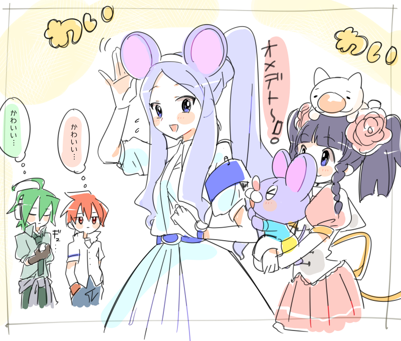 pastel-kun, rinka, hiumi, retsu, and fuga (bemani and 2 more) drawn by sgwyi