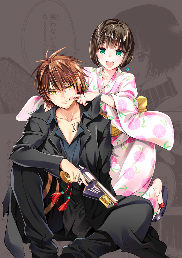 train heartnet and minatsuki saya (black cat) drawn by yabuki_kentarou