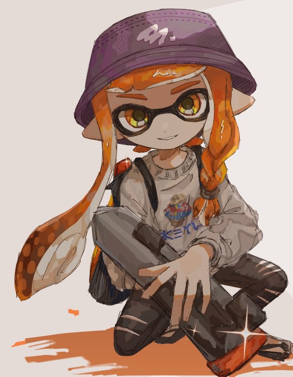 inkling player character and inkling girl (splatoon and 1 more) drawn by hwtr_06