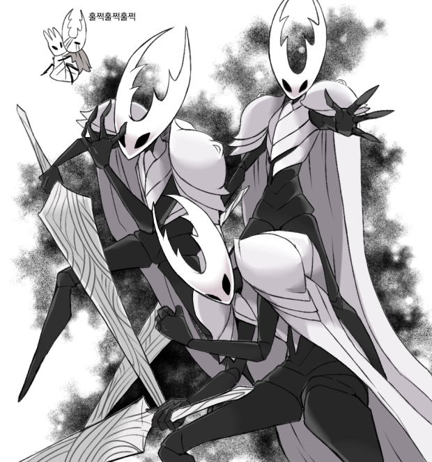 hollow knight and pale king (hollow knight) drawn by uni_(unnny)