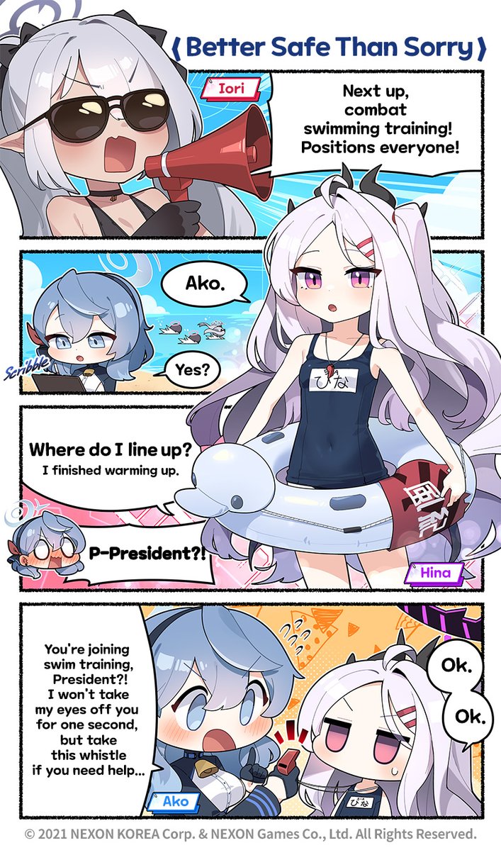 hina, ako, and iori (blue archive) drawn by donmin_h