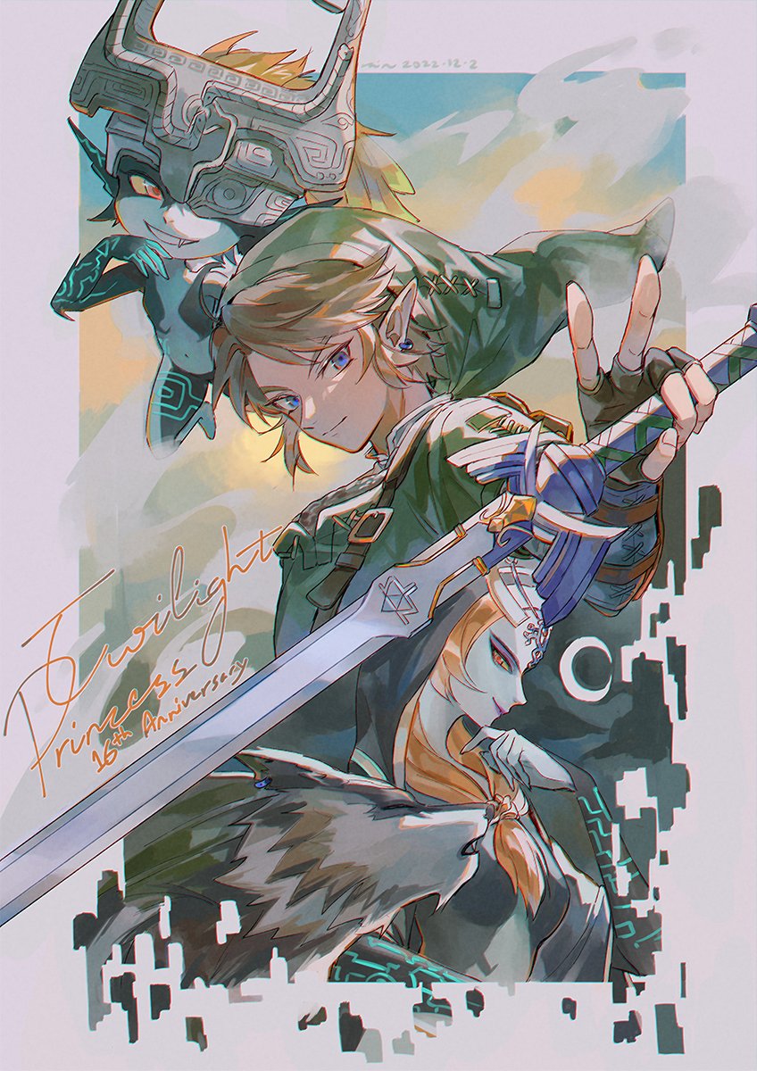 link, midna, and wolf link (the legend of zelda and 1 more) drawn by rain_rkgk