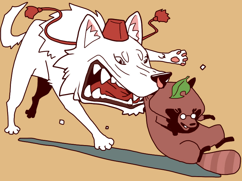 inubashiri momiji and futatsuiwa mamizou (touhou) drawn by onikobe_rin