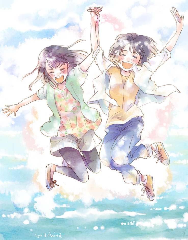amano aki and adachi yui (ama-chan) drawn by machita