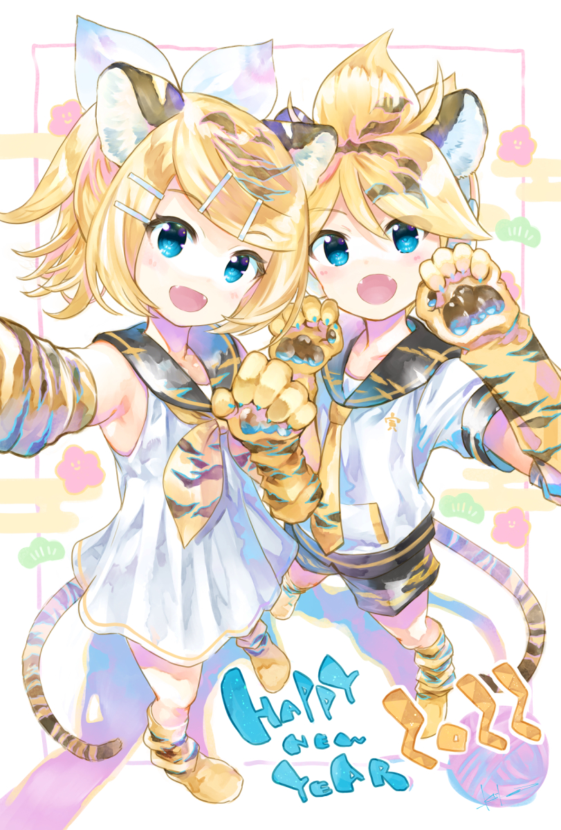 kagamine rin and kagamine len (vocaloid) drawn by kei_(keigarou)