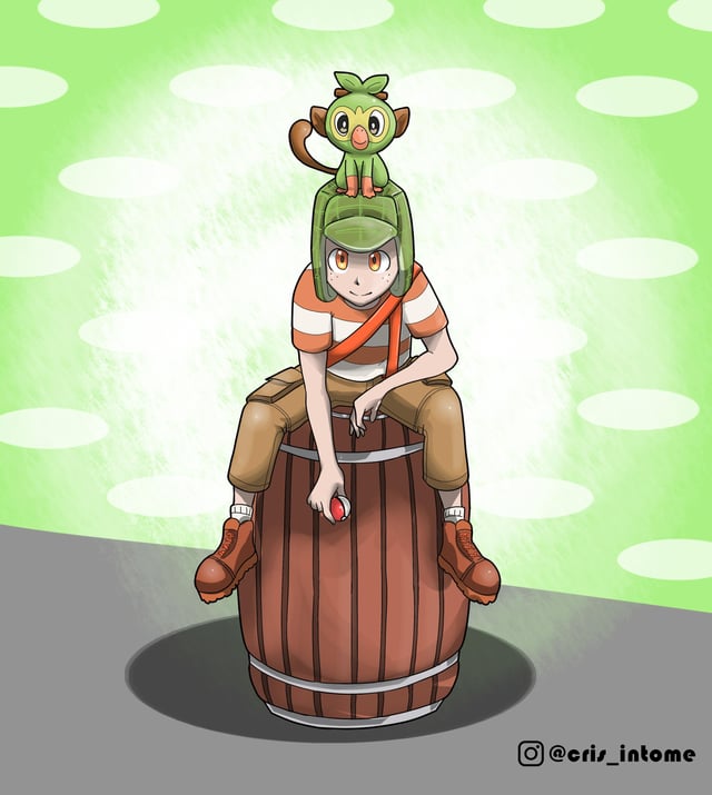 grookey and el chavo (pokemon and 1 more) drawn by cris_intome