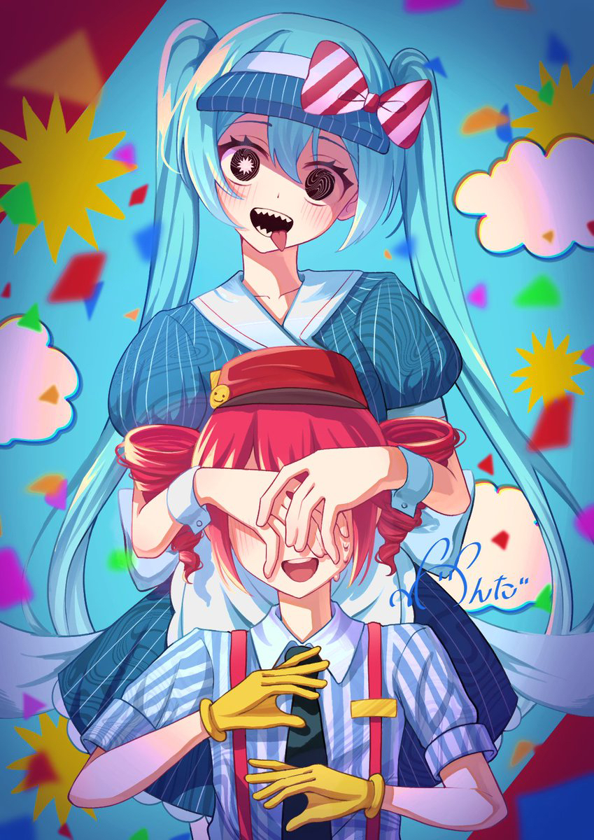 hatsune miku and kasane teto (vocaloid and 2 more) drawn by wonder_(natade_nico2525)