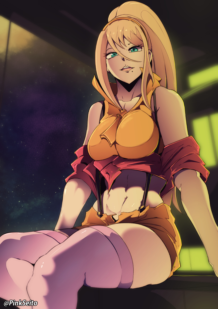 samus aran and faye valentine (metroid and 1 more) drawn by orphen_(pink_seito)