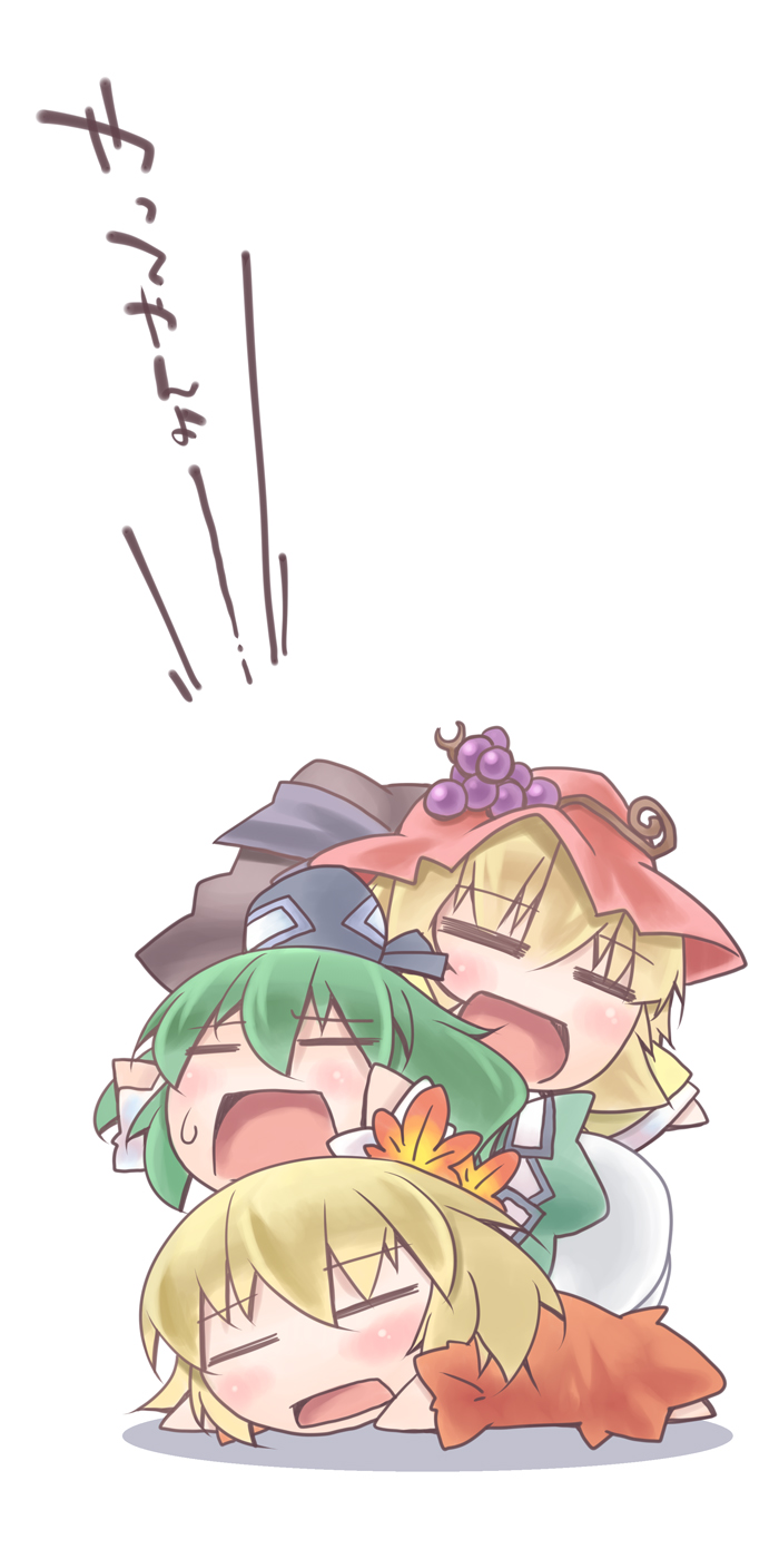 soga no tojiko, aki minoriko, and aki shizuha (touhou) drawn by nyagakiya