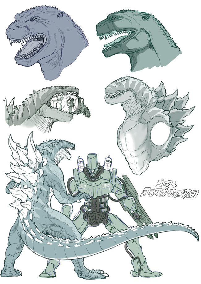 godzilla and ultraman (ultra series and 1 more) drawn by kusagami_style