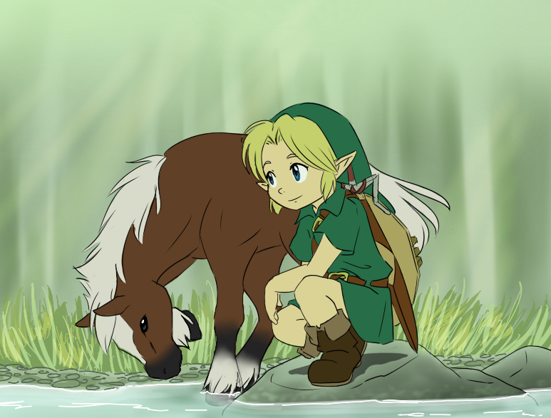 link, young link, and epona (the legend of zelda and 1 more) drawn by ask-young-link