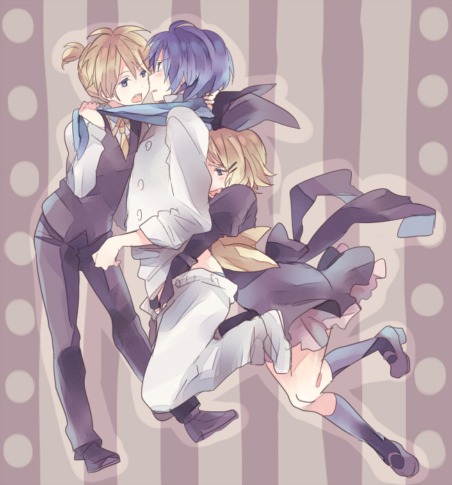 kagamine rin, kagamine len, kaito, arte, pollo, and 1 more (vocaloid and 2 more) drawn by ousaka_nozomi