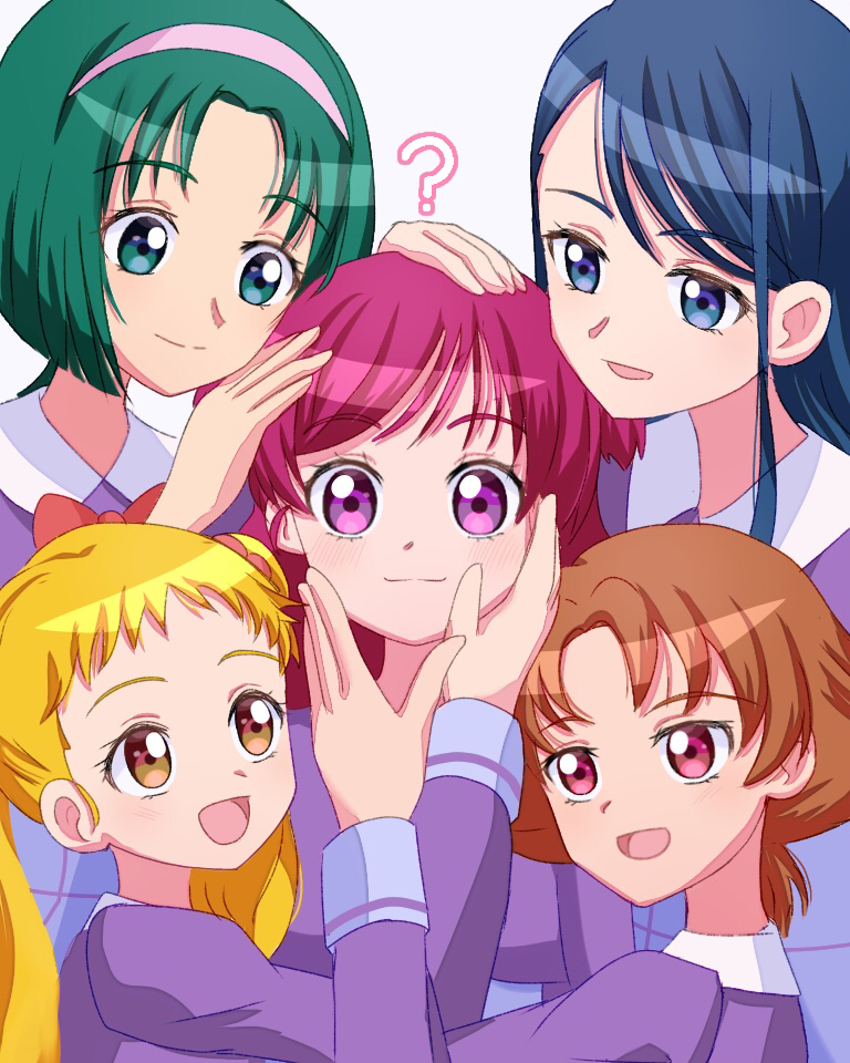 yumehara nozomi, minazuki karen, kasugano urara, akimoto komachi, and natsuki rin (precure and 1 more) drawn by amagan_ruruboshi
