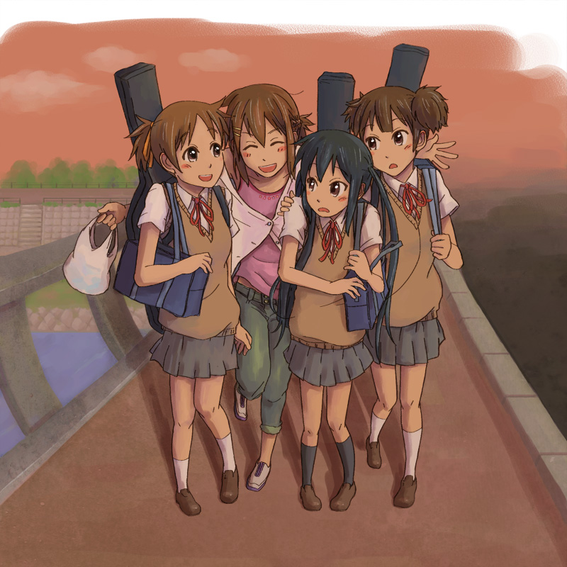 nakano azusa, hirasawa yui, hirasawa ui, and suzuki jun (k-on!) drawn by bonjin