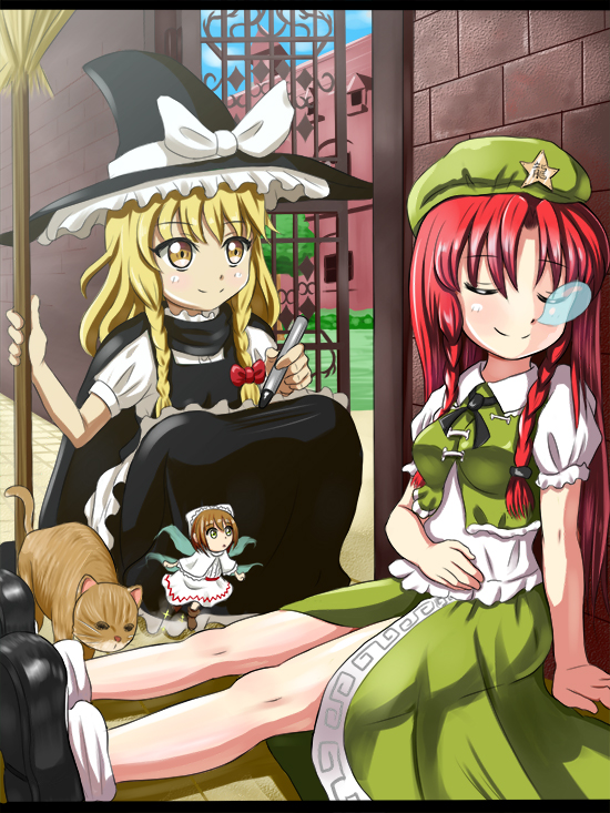 kirisame marisa and hong meiling (touhou) drawn by tonakai_(bunsuka)