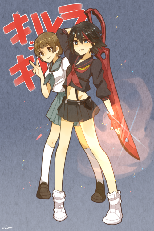 matoi ryuuko, senketsu, and mankanshoku mako (kill la kill) drawn by ohina