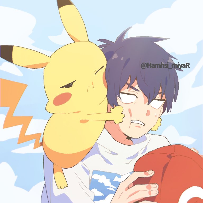 pikachu and gotcha! boy (pokemon and 1 more) drawn by hamhsi_miyar
