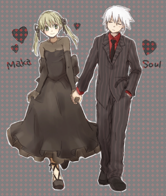 maka albarn and soul evans (soul eater) drawn by saki_(bakura)