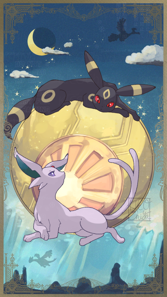 umbreon, espeon, lugia, and ho-oh (pokemon) drawn by kicochiya