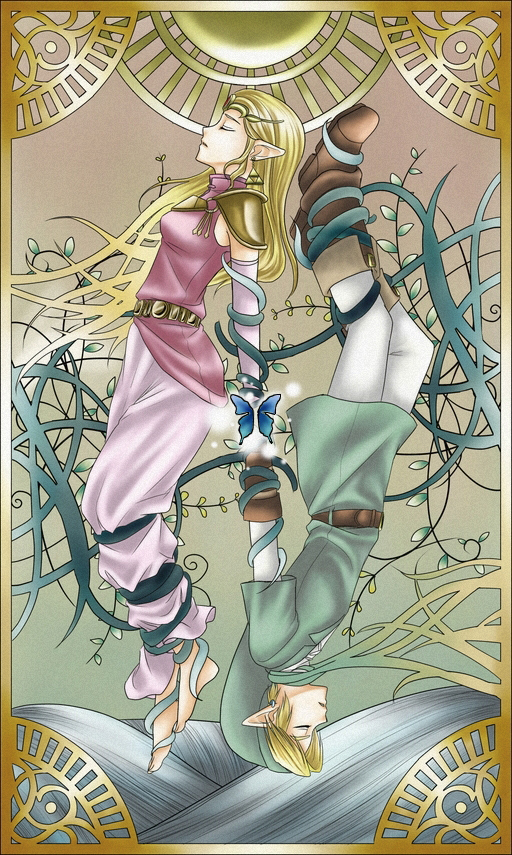 link and princess zelda (the legend of zelda and 1 more) drawn by chikuwa_(rinka)