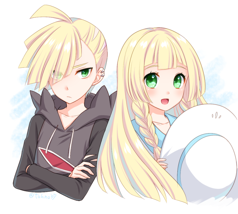 lillie and gladion (pokemon and 1 more) drawn by stardrop