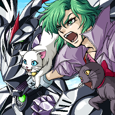 cybuster, masaki andoh, shiro, and kuro (super robot wars and 1 more) drawn by izumo_(pixiv362913)