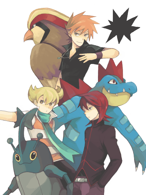 blue oak, silver, barry, feraligatr, pidgeot, and 1 more (pokemon and 3 more) drawn by koiwai_(waiwaiyyy)