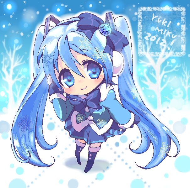 hatsune miku and yuki miku (vocaloid) drawn by ro_(igris-geo)