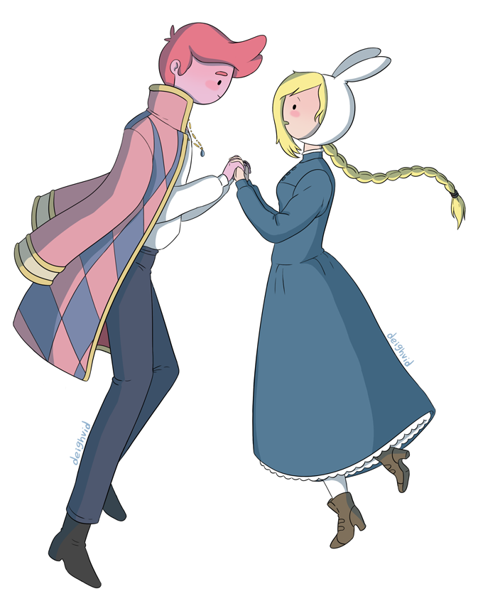 howl pendragon, sophie hatter, fionna campbell, and prince bubba gumball (adventure time and 1 more) drawn by deighvid
