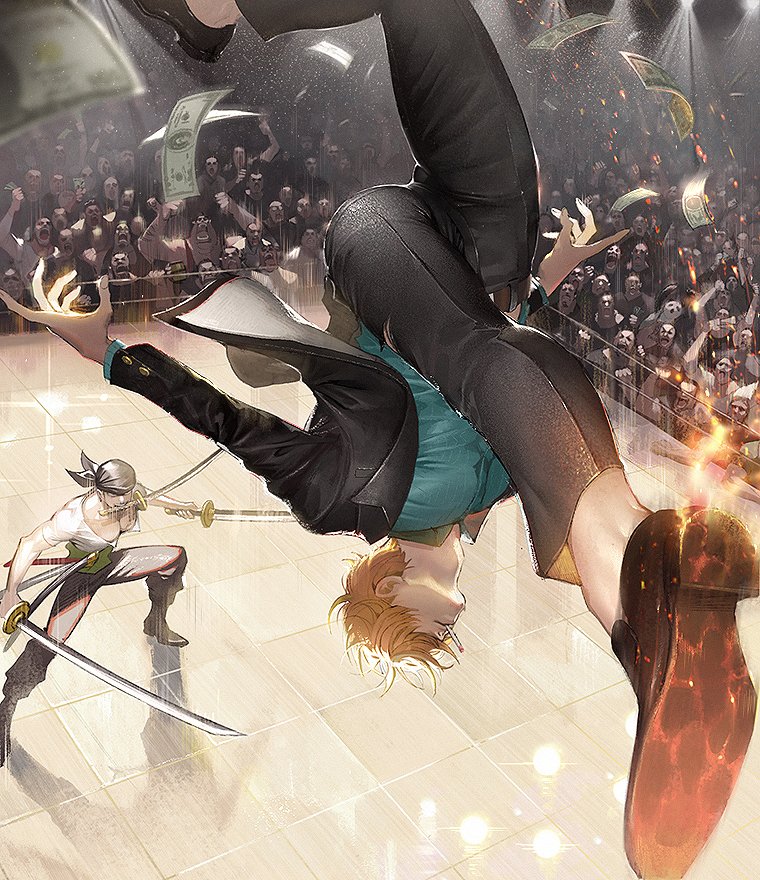 roronoa zoro and sanji (one piece) drawn by runa_(nori31291404)