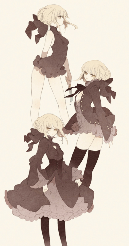 artoria pendragon and saber alter (fate and 3 more) drawn by tsumi_guilty