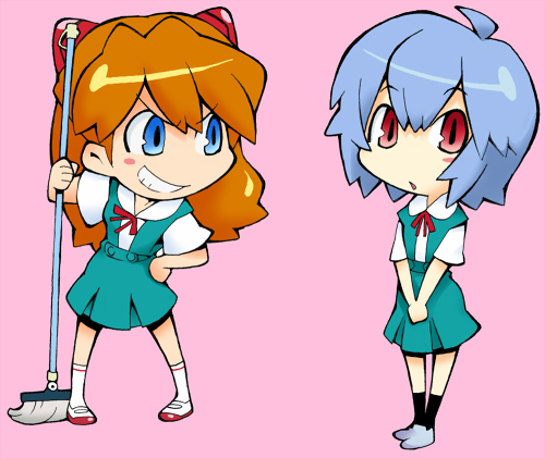 souryuu asuka langley and ayanami rei (neon genesis evangelion) drawn by tagro