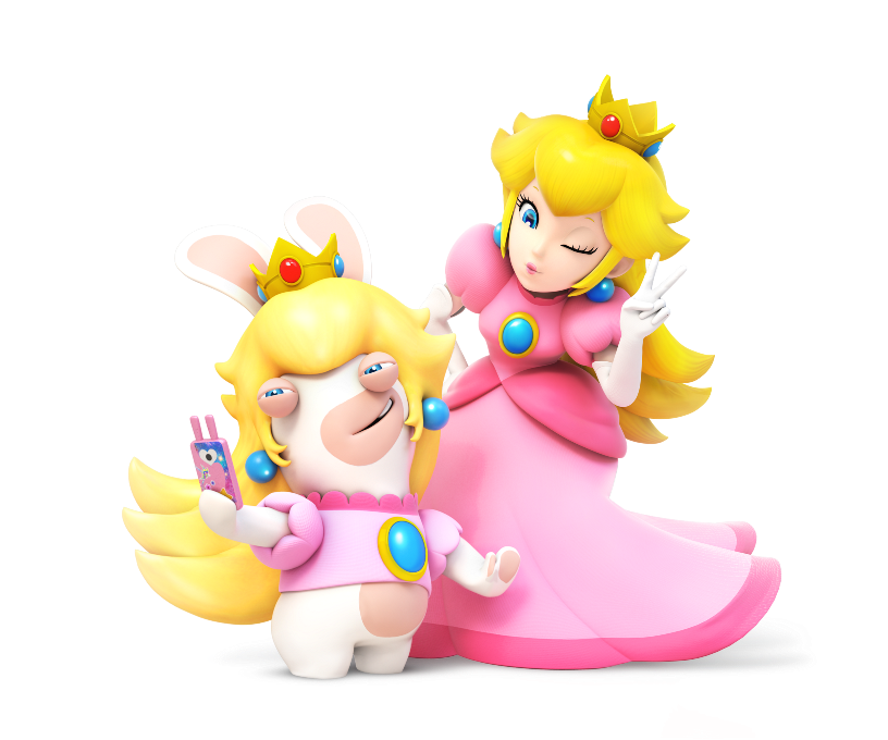 princess peach and rabbid (mario and 2 more)