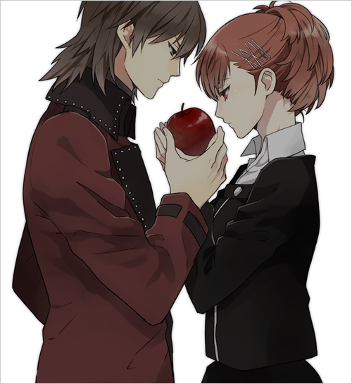 shiomi kotone and aragaki shinjirou (persona and 2 more) drawn by shiro96