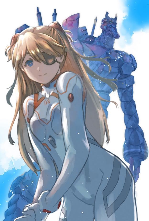 souryuu asuka langley and eva 02 (neon genesis evangelion and 2 more) drawn by k_katora
