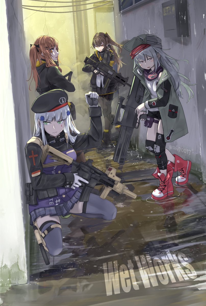 hk416, ump45, ump9, and g11 (girls' frontline) drawn by shu70077