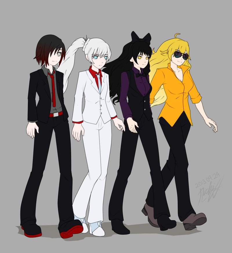 ruby rose, weiss schnee, yang xiao long, and blake belladonna (rwby) drawn by vnixxir