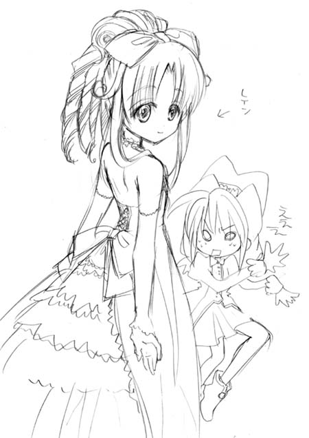 fine and rein (fushigiboshi no futago hime) drawn by tuki