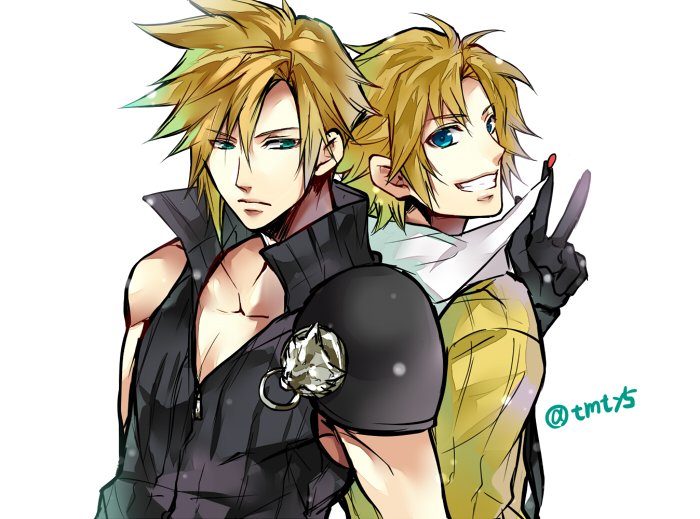 cloud strife and tidus (final fantasy and 4 more) drawn by tama_(tmfy5)