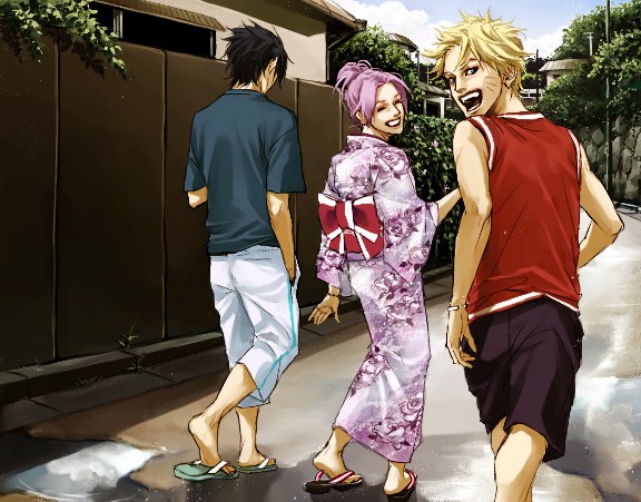 haruno sakura, uzumaki naruto, and uchiha sasuke (naruto) drawn by lily_(artist)