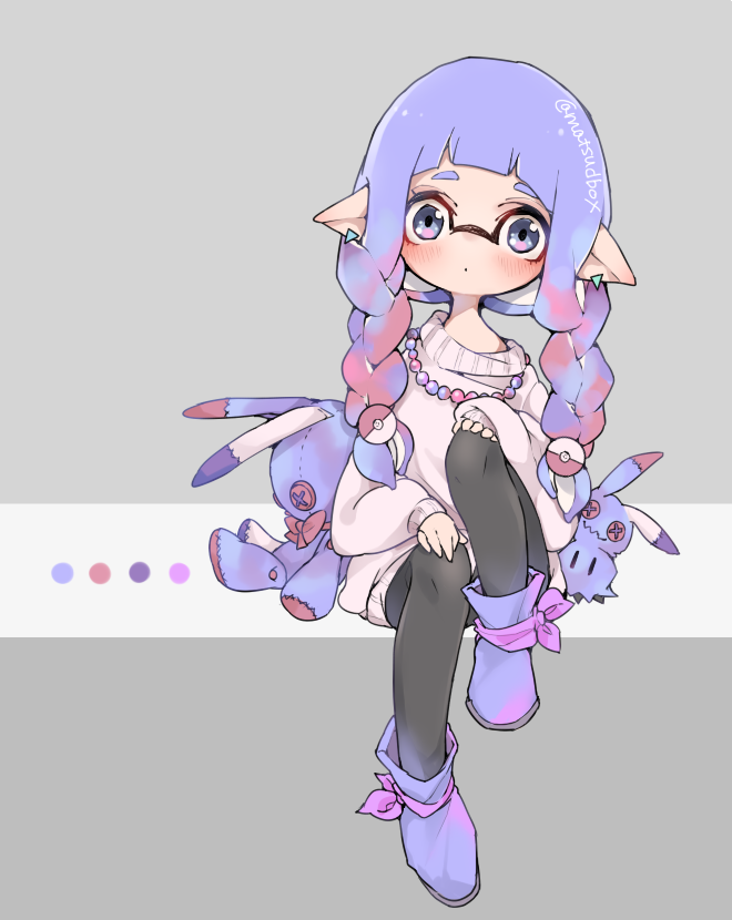 inkling player character, inkling girl, and mimikyu (pokemon and 1 more) drawn by matsushita_(matsudbox)