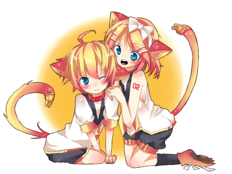 kagamine rin and kagamine len (vocaloid) drawn by itamidome