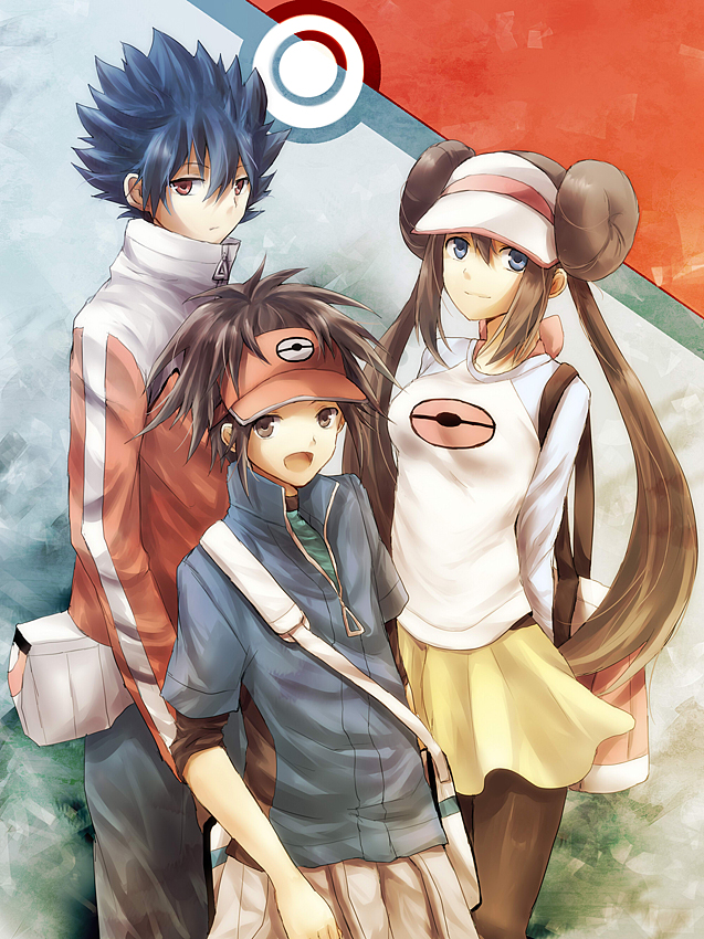 rosa, nate, and hugh (pokemon and 1 more) drawn by rune_(rne_at)