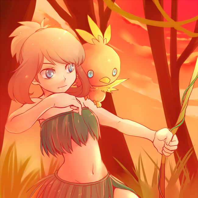 may and torchic (pokemon and 1 more) drawn by shirou_(vista)