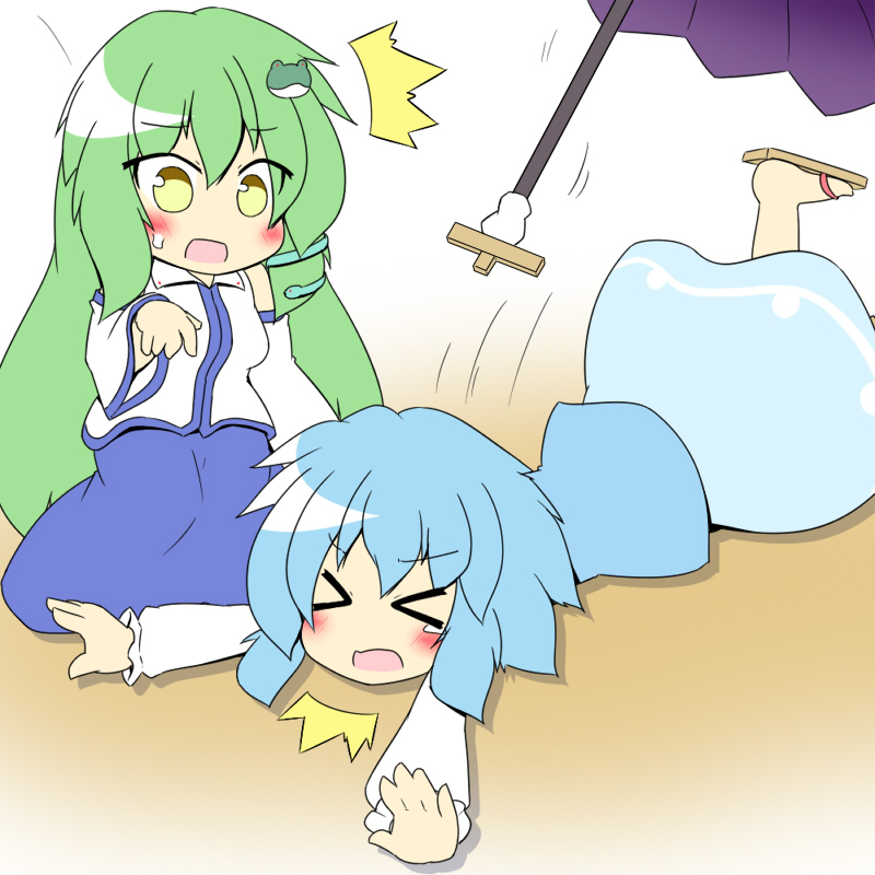 kochiya sanae and tatara kogasa (touhou) drawn by senba_chidori