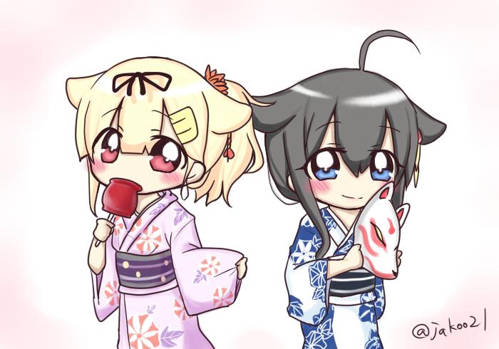 shigure, yuudachi, shigure kai ni, and yuudachi kai ni (kantai collection) drawn by jako_(jakoo21)
