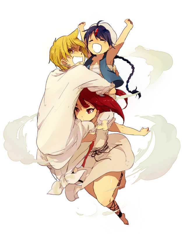 morgiana, aladdin, and alibaba saluja (magi the labyrinth of magic) drawn by tomo_(sjim)