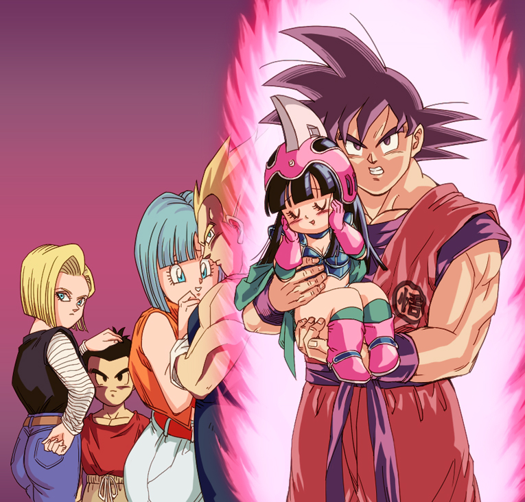 son goku, vegeta, android 18, bulma, chi-chi, and 1 more (dragon ball and 1 more) drawn by origami_(red)