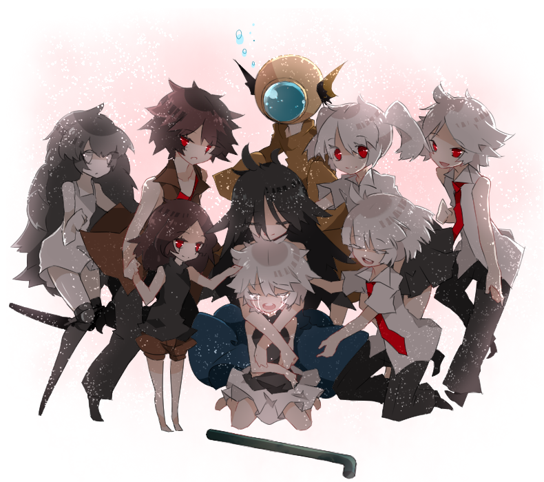 sabitsuki, kaibutsu, smile, oreko, sister, and 2 more (.flow) drawn by rooseputo_02